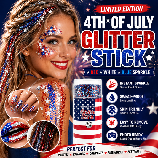🎉 4th of July Glitter Stick – Red, White & Blue Body & Hair Sparkle 1