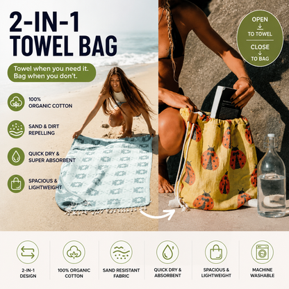 🌊 2-in-1 Organic Cotton Towel Bag