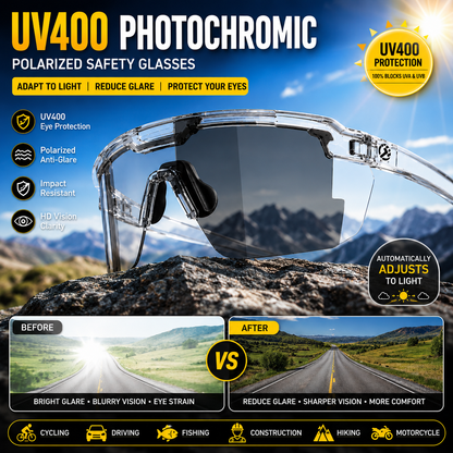 ☀️🕶️UV400 Photochromic Polarized Safety Glasses – 🥇Intelligent Eyewear That Adapts To Your Environment