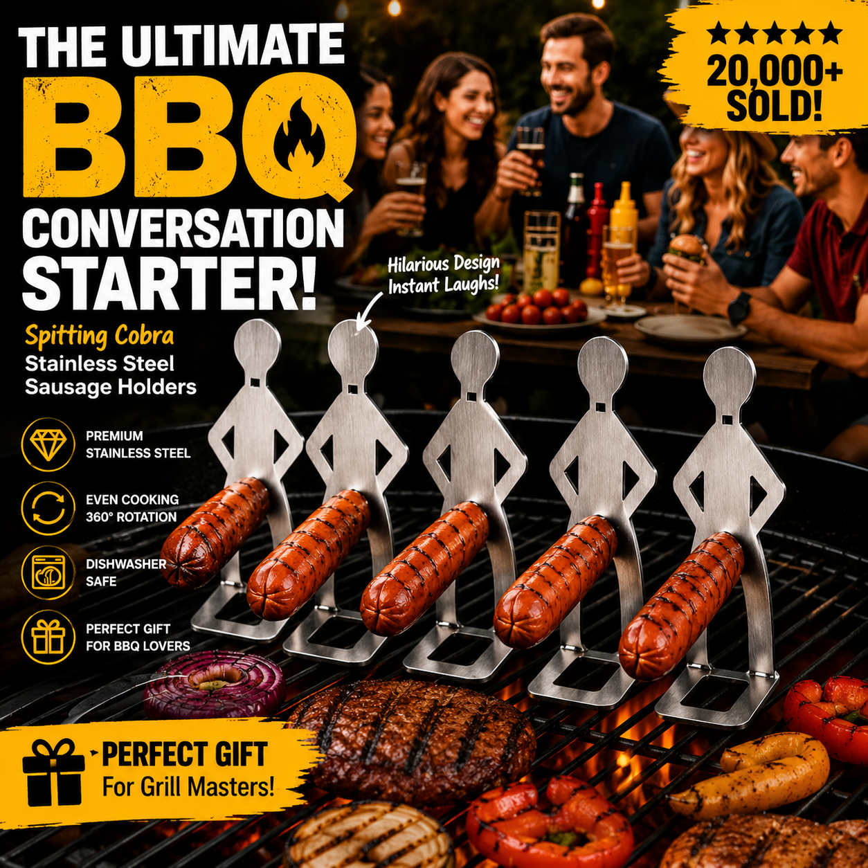 Spitting Cobra Stainless Steel BBQ Sausage Holders-4 Holders