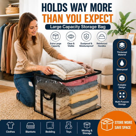 🎁Sale 49% OFF📦Large Heavy-Duty Thick Plastic Clear Storage Bag for Clothes, Moving & Storage
