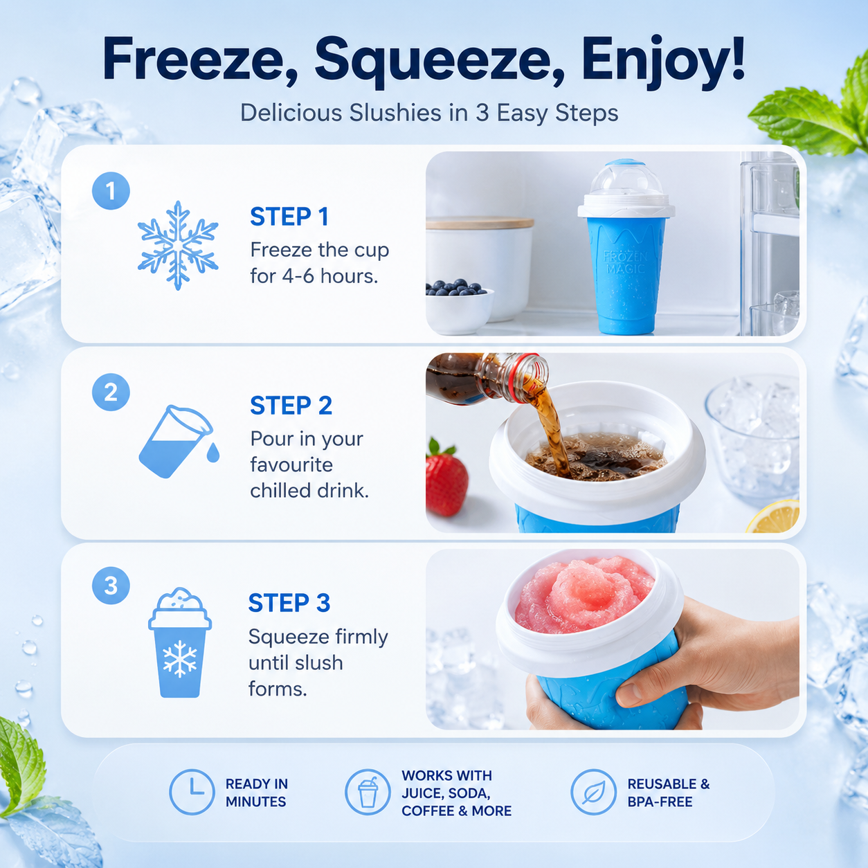 Freeze and Squeeze Homemade Slushy Cup