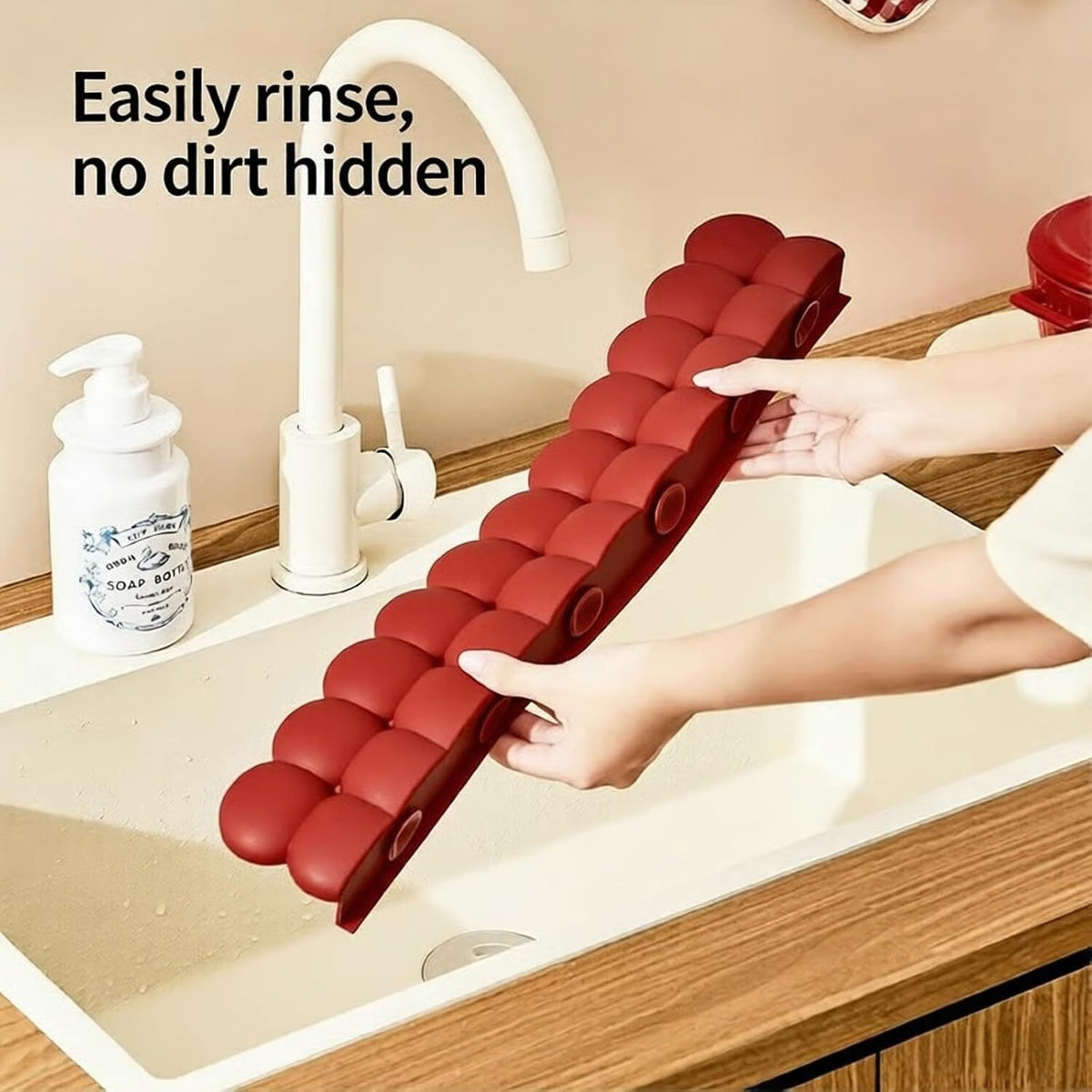Bathroom sink splash guard installed around faucet
