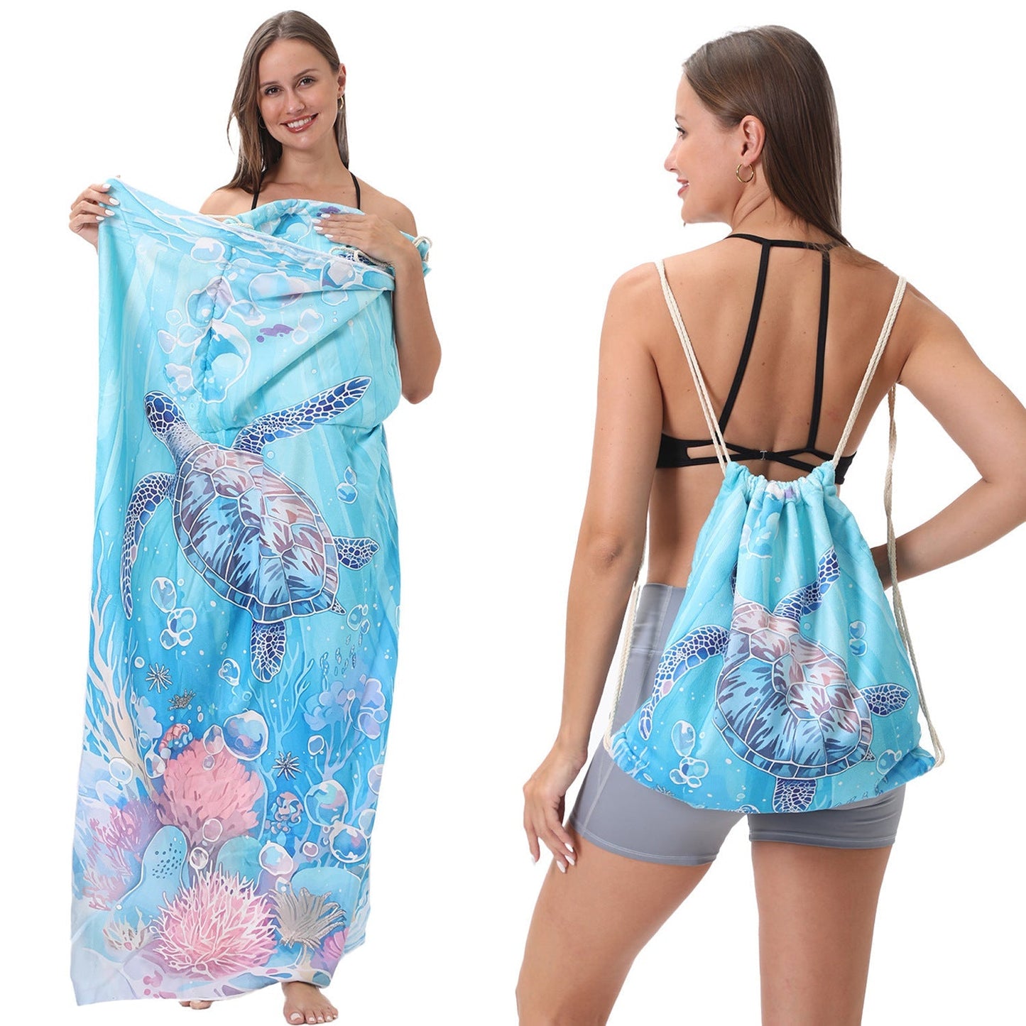 🌊 2-in-1 Organic Cotton Towel Bag