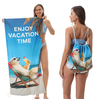 🌊 2-in-1 Organic Cotton Towel Bag