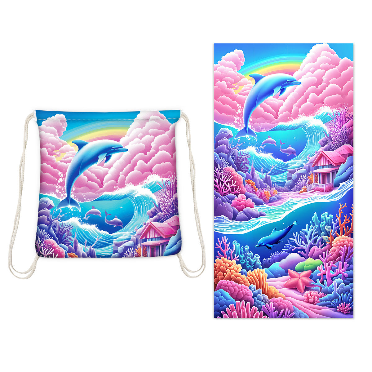 🌊 2-in-1 Organic Cotton Towel Bag