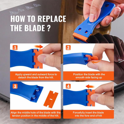 Plastic Razor Blade Scraper Kit for Stickers and Residue Removal