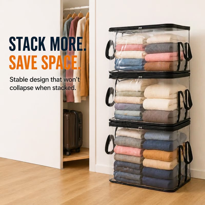 🎁Sale 49% OFF📦Large Heavy-Duty Thick Plastic Clear Storage Bag for Clothes, Moving & Storage