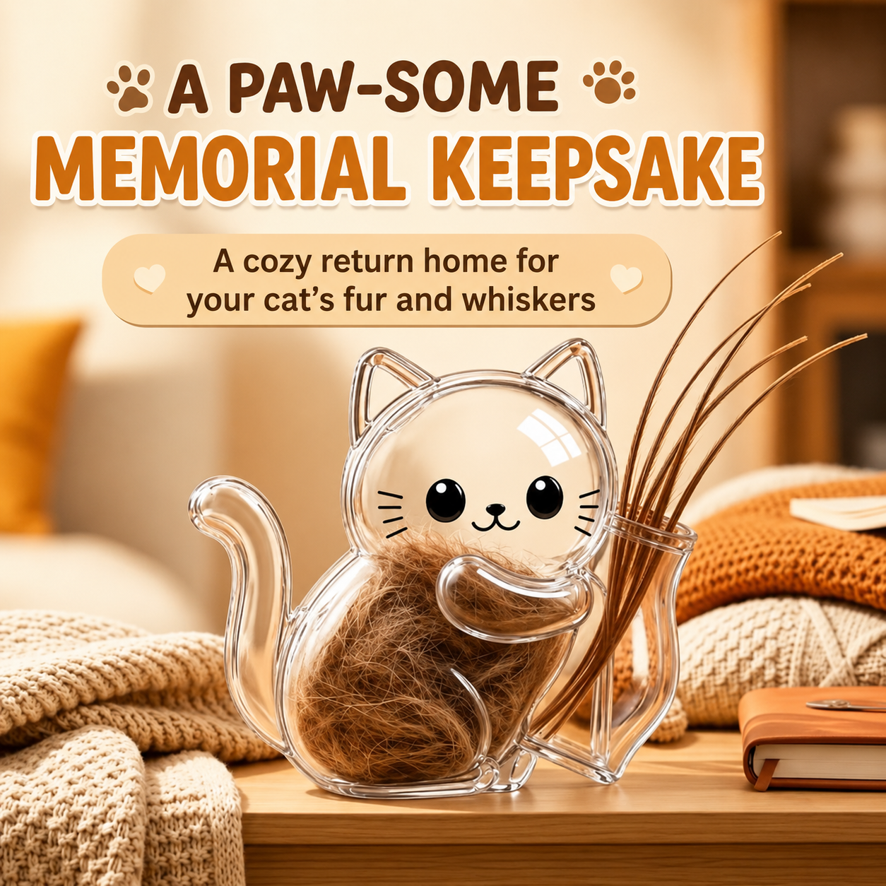 5PCS Magnetic Cat Whisker & Fur Keepsake Fridge Magnet Set for Pet Lovers