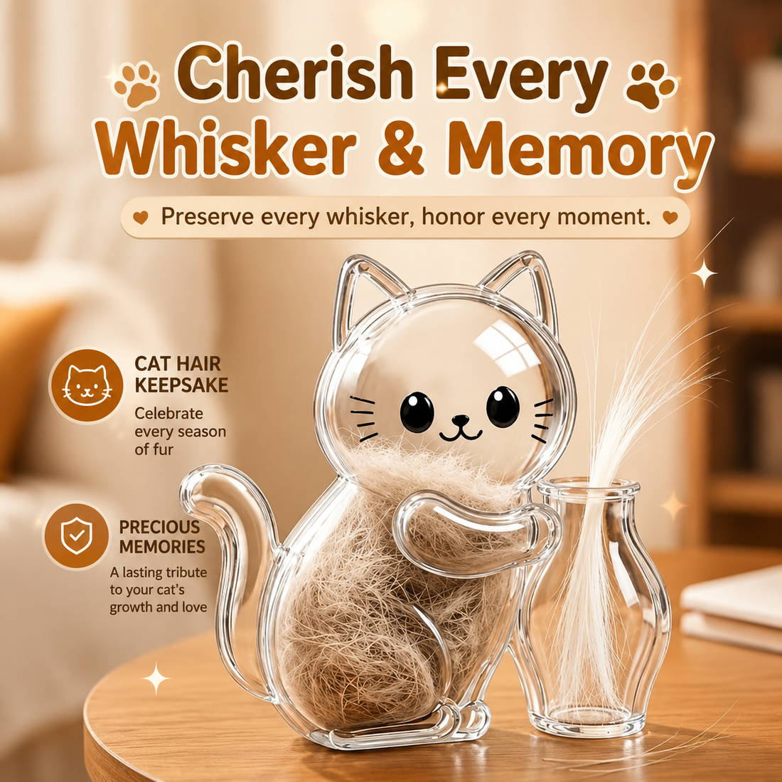 5PCS Magnetic Cat Whisker & Fur Keepsake Fridge Magnet Set for Pet Lovers keepsake detail