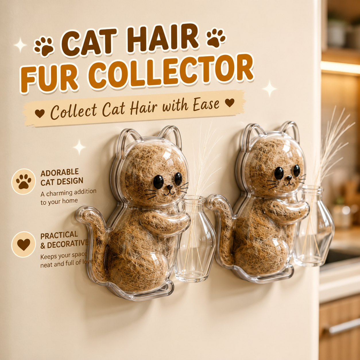5PCS Magnetic Cat Whisker & Fur Keepsake Fridge Magnet Set for Pet Lovers