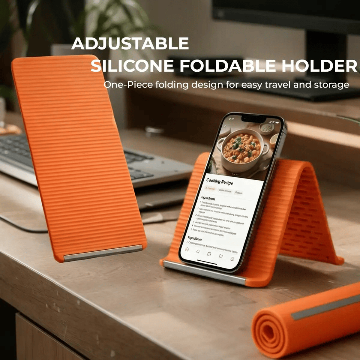 Flexible silicon Phone holder stand, Bendable Rollable Foldable Design