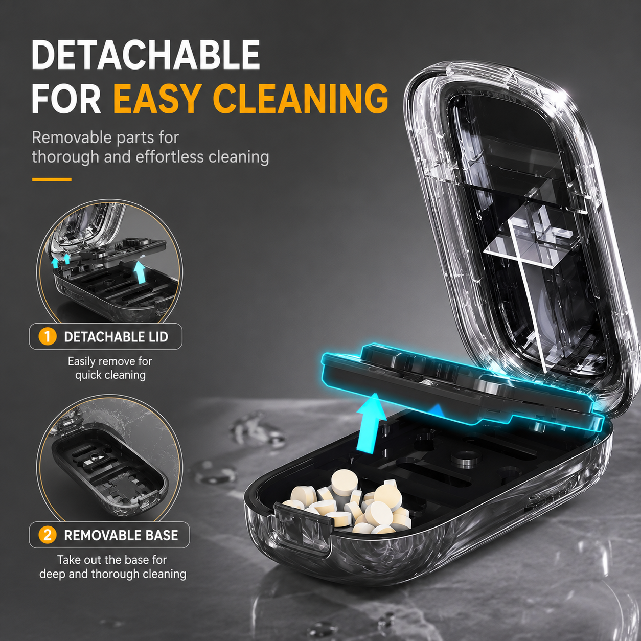 Upgrade-Designed Compact 3-in-1 Pill Splitter Organizer