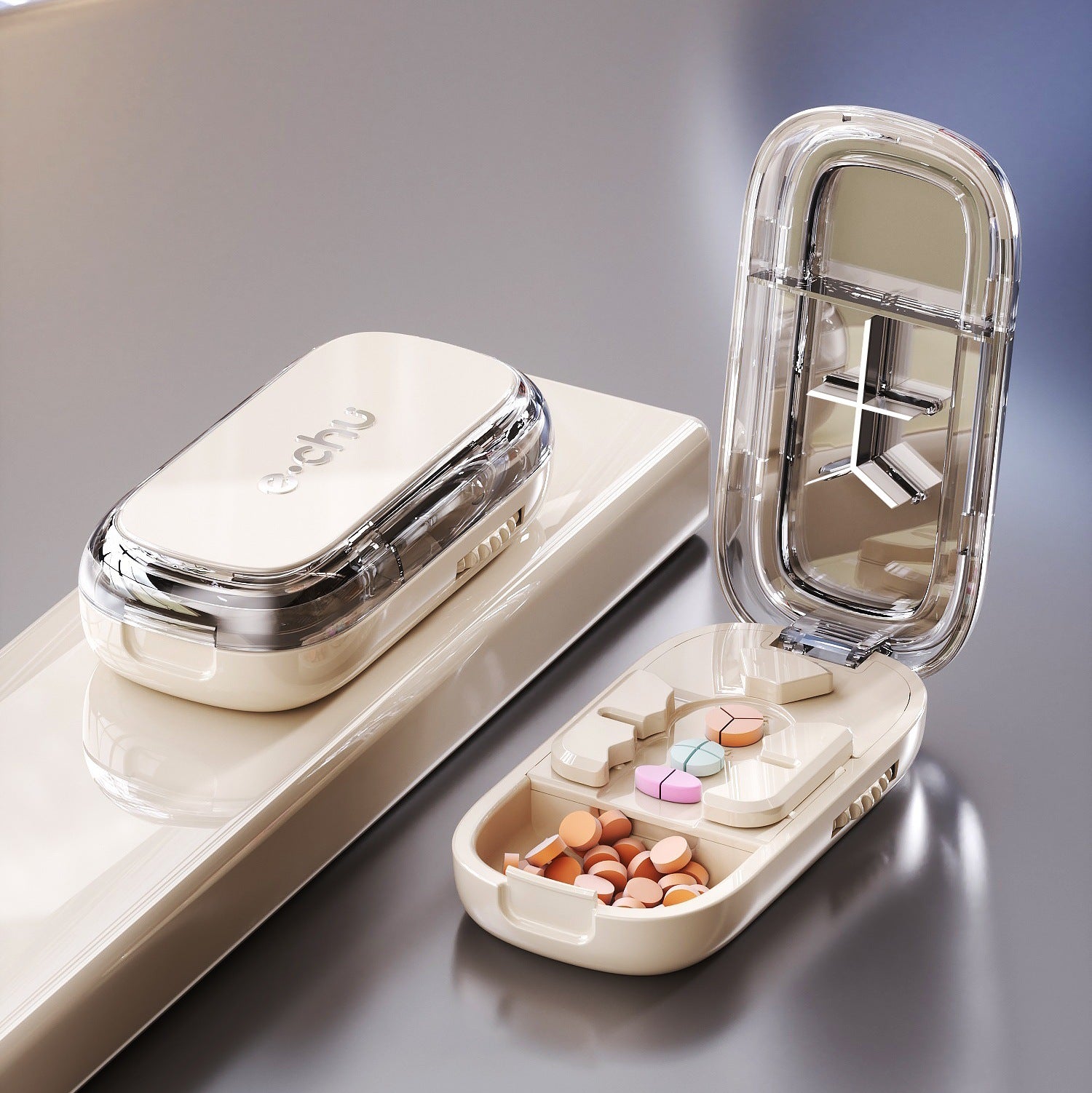 Upgrade-Designed Compact 3-in-1 Pill Splitter Organizer