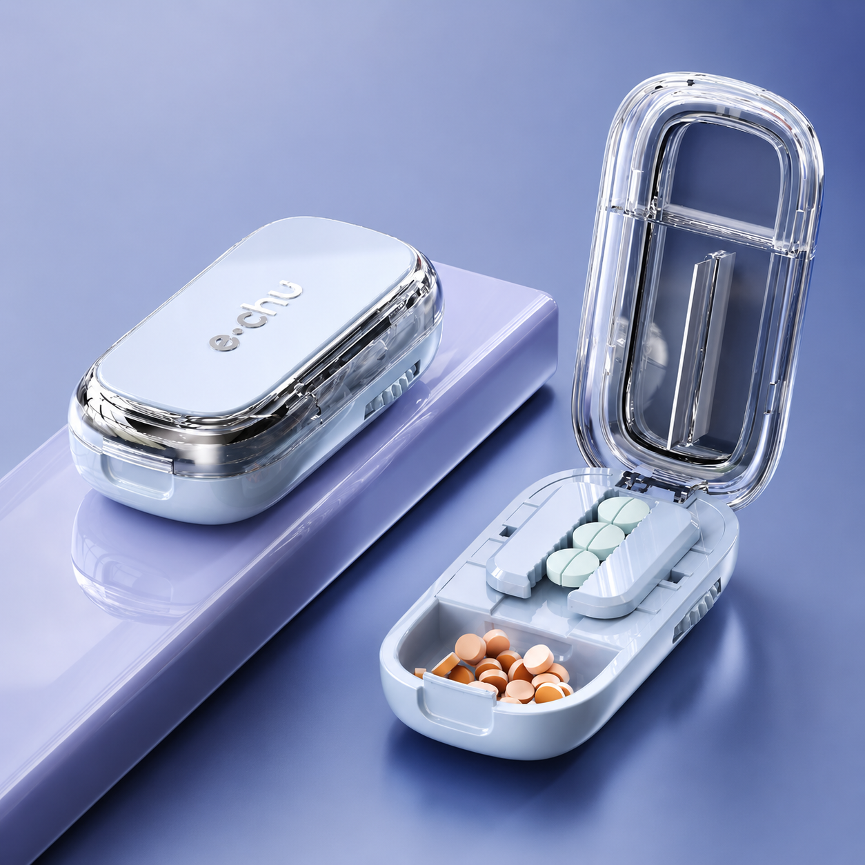 Upgrade-Designed Compact 3-in-1 Pill Splitter Organizer