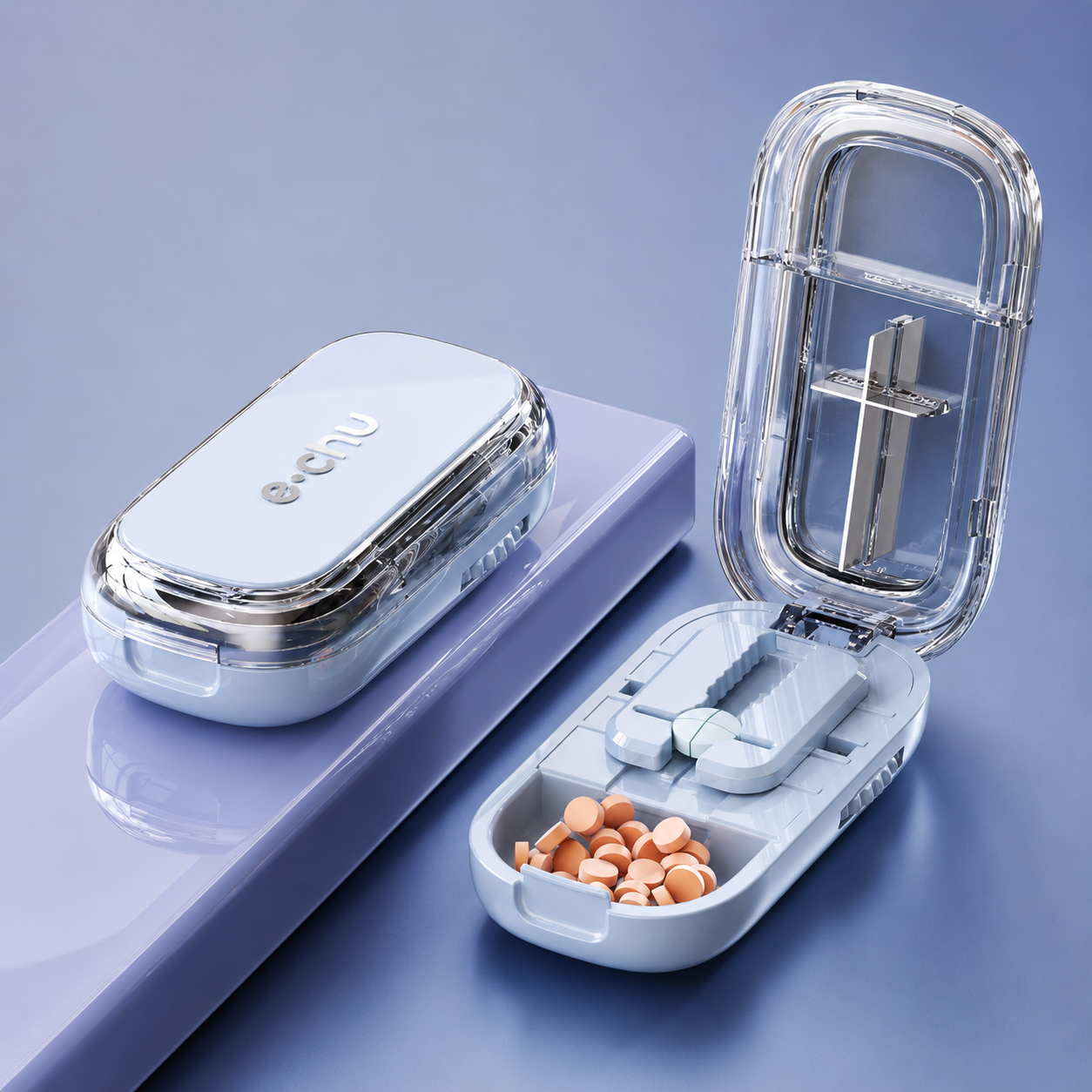 Upgrade-Designed Compact 3-in-1 Pill Splitter Organizer