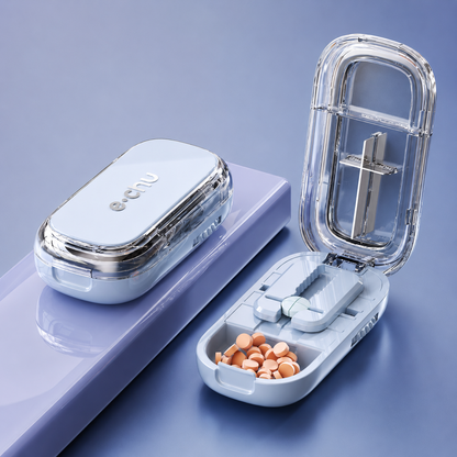 Upgrade-Designed Compact 3-in-1 Pill Splitter Organizer