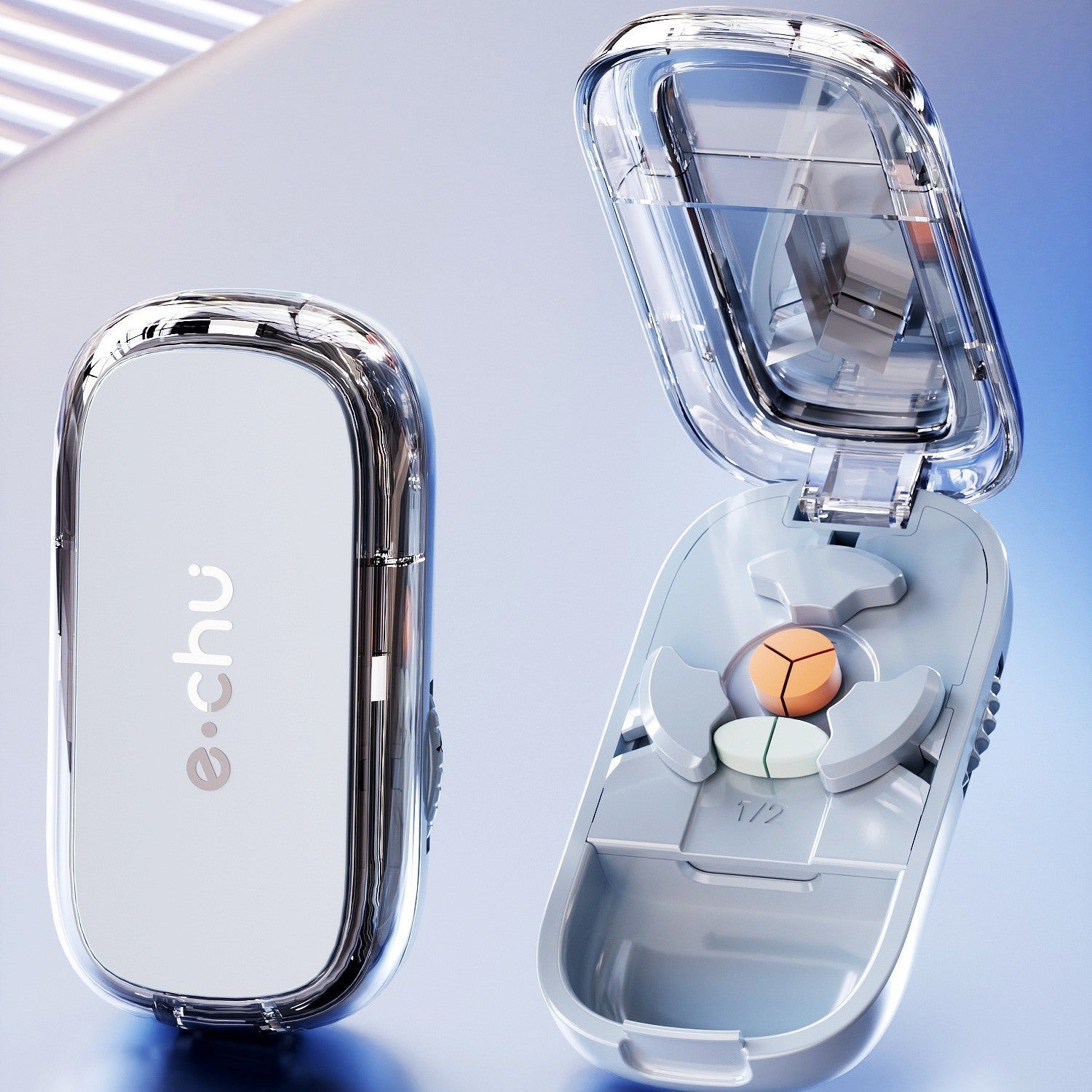 Upgrade-Designed Compact 3-in-1 Pill Splitter Organizer