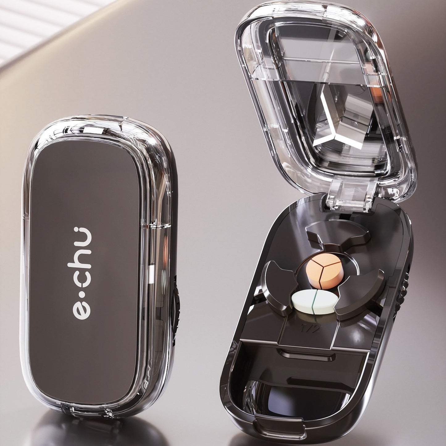 Upgrade-Designed Compact 3-in-1 Pill Splitter Organizer