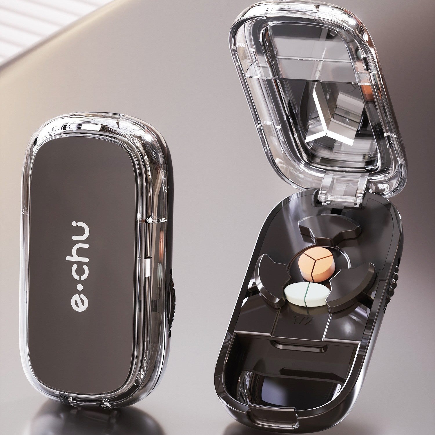 Upgrade-Designed Compact 3-in-1 Pill Splitter Organizer
