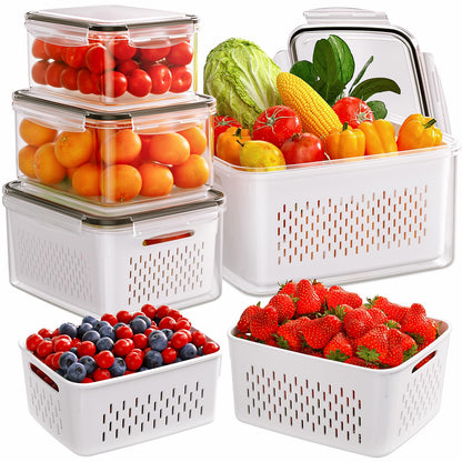 4-in-1 Produce Storage Containers (3-Pack Set) | Wash • Drain • Store • Keep Fresh