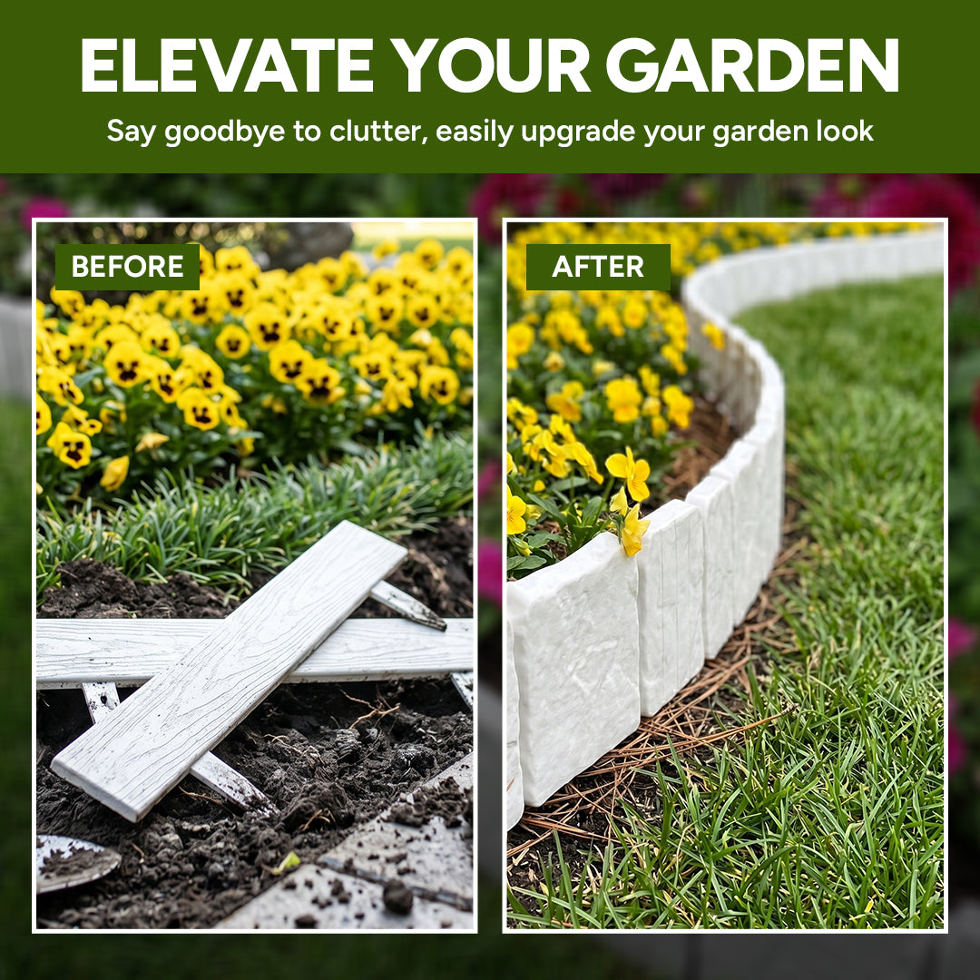 🌻Premium-Quality, Durable Faux Stone Garden Border Fence🌻Stone-Look Decorative Garden Border