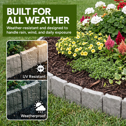 🌻Premium-Quality, Durable Faux Stone Garden Border Fence🌻Stone-Look Decorative Garden Border